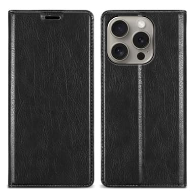iPhone 16 PRO lommebokdeksel Case Cover (Svart)