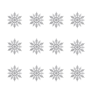Julepynt Snøkrystall sølv 12-pak