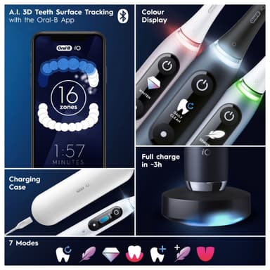 Oral-B iO9 Duo elektriske tannbørster 387149 (sort onyx/rosenkvarts)