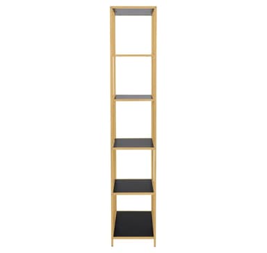 Hylle SEAFORD 77x35xH185cm, sort/gyllen