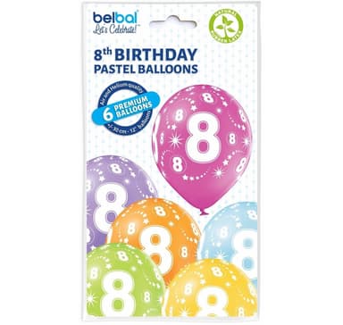 Latekssett '8th Birthday' (6 stk)