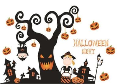 Veggdekorasjon med Halloween-motiv, Skummelt tre 60x90cm