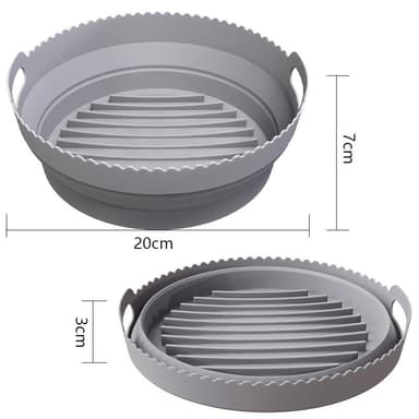 Silikonform for Air Fryer, Sammenleggbar rund Air Fryer silikonform 20 cm Grå 20 cm