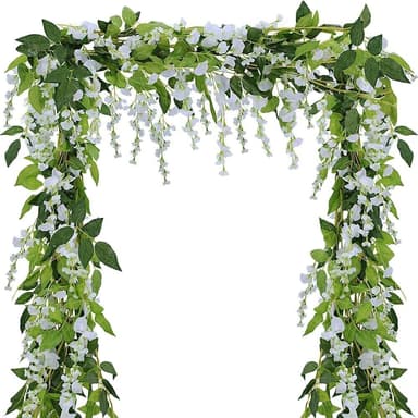 Kunstig plante Wisteria Garlang hvit/grønn 1,8 m 4-pak