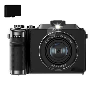 Digitalkamera 4K/48MP/18X digital zoom/autofokus med 32GB TF-minnekort Sort