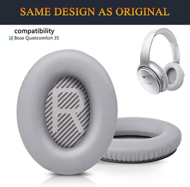 Øreputer for Bose QC35 I/II, QC25, QC15, QC 2 AE 2, AE 2i, AE 2w, SoundTrue, SoundLink Grå