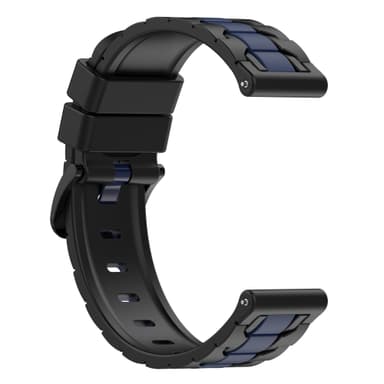 Klokkerem silikon sort/blå 22 mm