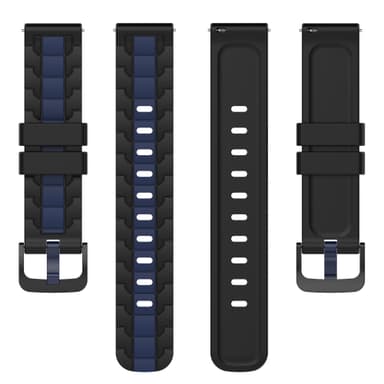 Klokkerem silikon sort/blå 22 mm