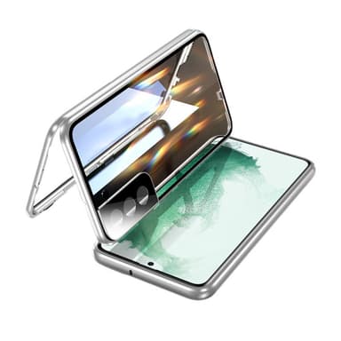 Magnetisk tosidig telefondeksel i herdet glass Sølv Samsung S23 Plus