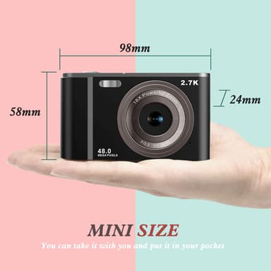 Digitalkamera 2,7K 48MP 1080P, 16x zoom, 32 GB minnekort Sort
