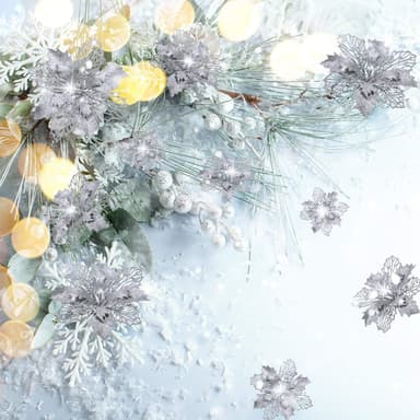 Kunstige blomster Julepynt 5-pakning Sølv