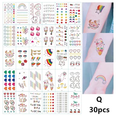Rubbing - midlertidige tatoveringer 30 ark med fargerike motiver