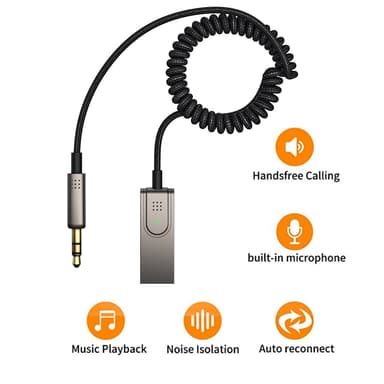 Bluetooth Aux-kabel til bilen Grå