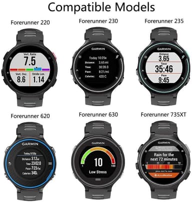 Reim til Garmin Forerunner 220/230/235/620/630 / 735XT i sort silikon