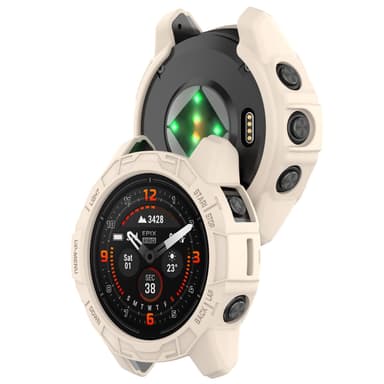 Beskyttende klokkedeksel for Garmin Epix Pro 51mm /Fenix 7X PRO /Fenix7X Varm hvit