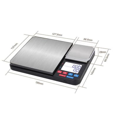 Digital kjøkkenvekt med doble veieplater 10 kg/1g og 500g/0,01g