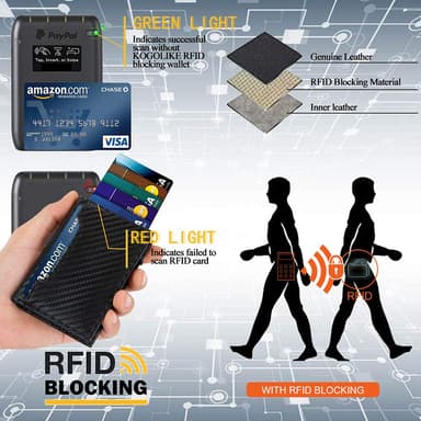 Lommebok / kortholder av ekte skinn med RFID-beskyttelse Sort