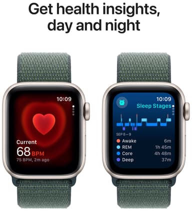 Apple Watch SE 2nd Gen 44mm GPS (Stjerneskinn Alu/Tjerngrønn sport loop)