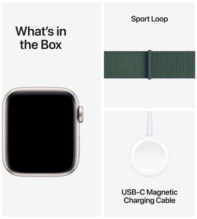 Apple Watch SE 2nd Gen 44mm GPS (Stjerneskinn Alu/Tjerngrønn sport loop)