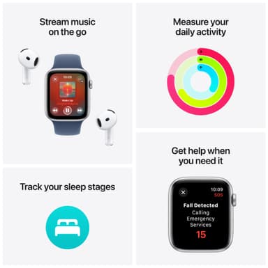 Apple Watch SE 2nd Gen 44mm GPS (Midnatt Alu/Midnatt sport band S/M)