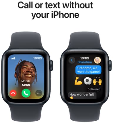 Apple Watch SE 2nd Gen 44mm GPS (Midnatt Alu/Midnatt sport band S/M)