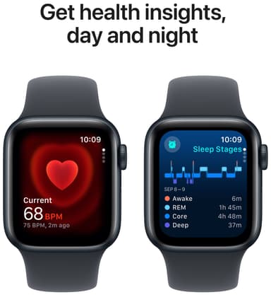 Apple Watch SE 2nd Gen 44mm GPS (Midnatt Alu/Midnatt sport band S/M)