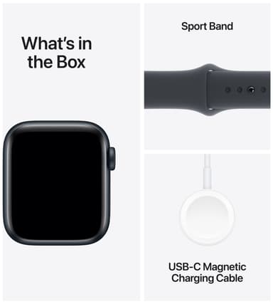 Apple Watch SE 2nd Gen 44mm GPS (Midnatt Alu/Midnatt sport band S/M)
