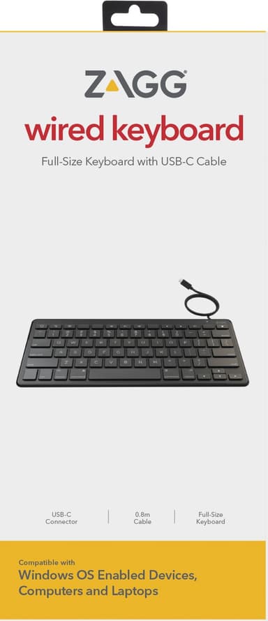 ZAGG  Full-size (100%), USB-C, Sort