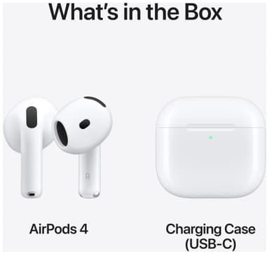 Apple AirPods 4 (2024) trådløse hodetelefoner med ladeetui (USB-C)