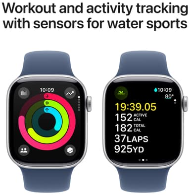 Apple Watch S10 46mm GPS+Cel (Sølv/Denim Sport Band) M/L