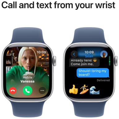 Apple Watch S10 46mm GPS+Cel (Sølv/Denim Sport Band) M/L