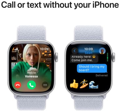 Apple Watch S10 46mm GPS (Sølv/Blå Sky Sport Loop)