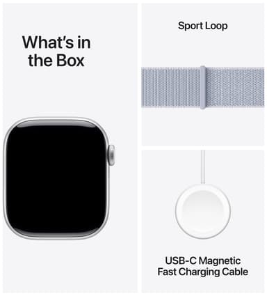 Apple Watch S10 46mm GPS (Sølv/Blå Sky Sport Loop)