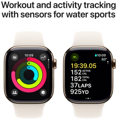 Apple Watch S10 42mm GPS+Cel (Gulltitan/Stjerneskinn Sport Band) M/L
