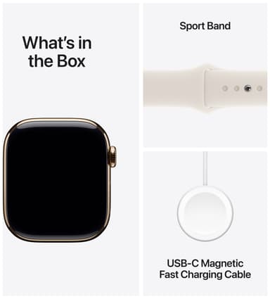 Apple Watch S10 42mm GPS+Cel (Gulltitan/Stjerneskinn Sport Band) M/L