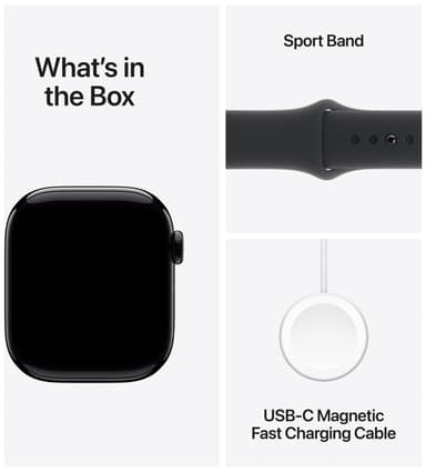 Apple Watch S10 42mm GPS+Cel (Sort Aluminium/Sort Sport Band) M/L