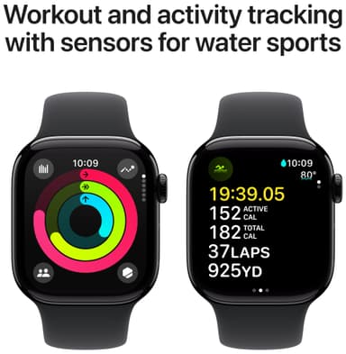 Apple Watch S10 42mm GPS+Cel (Sort Aluminium/Sort Sport Band) M/L