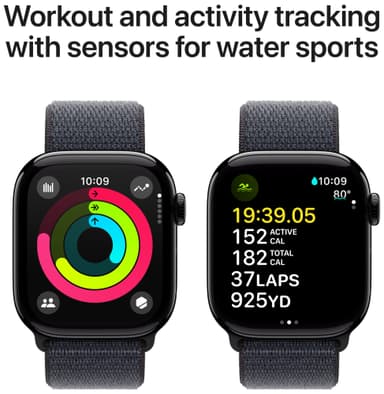 Apple Watch S10 46mm GPS+Cel (Sort Aluminium/Blekk Sport Loop)