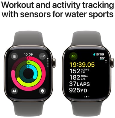 Apple Watch S10 46mm GPS+Cel (Naturlig Titan/Stengrå Sport Band) M/L