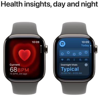 Apple Watch S10 46mm GPS+Cel (Naturlig Titan/Stengrå Sport Band) M/L