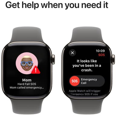 Apple Watch S10 46mm GPS+Cel (Naturlig Titan/Stengrå Sport Band) M/L