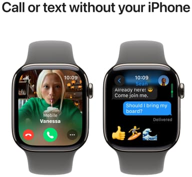 Apple Watch S10 46mm GPS+Cel (Naturlig Titan/Stengrå Sport Band) M/L
