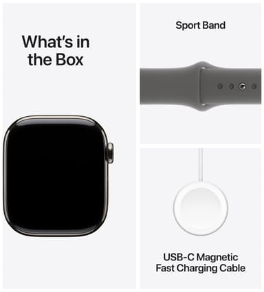 Apple Watch S10 46mm GPS+Cel (Naturlig Titan/Stengrå Sport Band) M/L