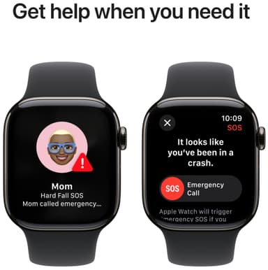 Apple Watch S10 42mm GPS+Cel (Skifertitan/Sort Sport Band) S/M