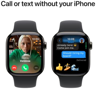 Apple Watch S10 42mm GPS+Cel (Skifertitan/Sort Sport Band) S/M