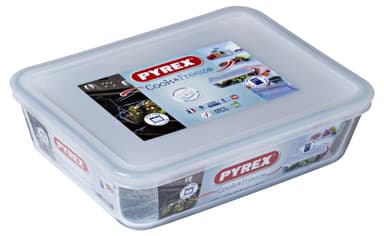 Pyrex Fat rektangulært m/lokk Klar