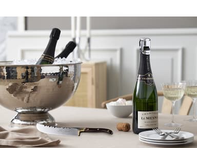 Champagne bowl Dia 38 cm Hammered glossy steel