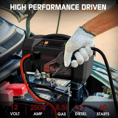 LOKITHOR Lithium Startbooster 2500A med 150 PSI Luftkompressor og 1.5 MPA bærbart høytrykkspylersett