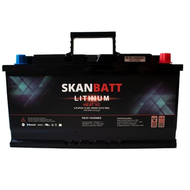 SKANBATT HD V2 Lithium HEAT Batteri 12V 165AH 150A BMS - Bobil - Bluetooth