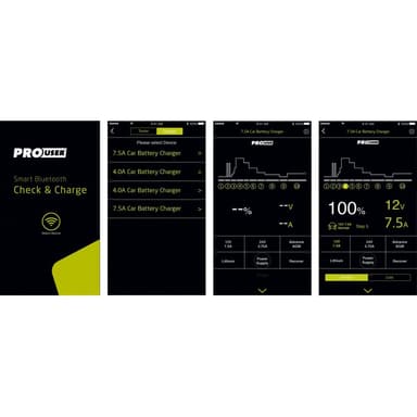 PROUSER Elektronisk Batterilader 12V/24V 7,5A m/ Bluetooth